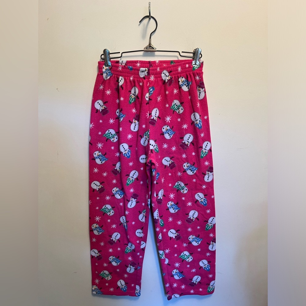 The Children’s Place, girls youth large pink snowman pj pants with snowflakes.